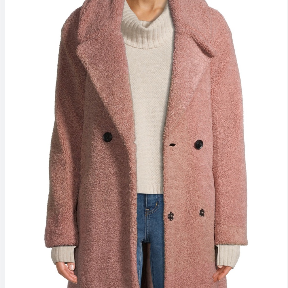 LuckyBrand Faux Fur Teddy Dusty Rose Coat -Excellent Condition-Worn once; SZ XS
